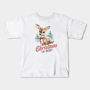 Cute deer in winter landscape in retro look Kids T-Shirt